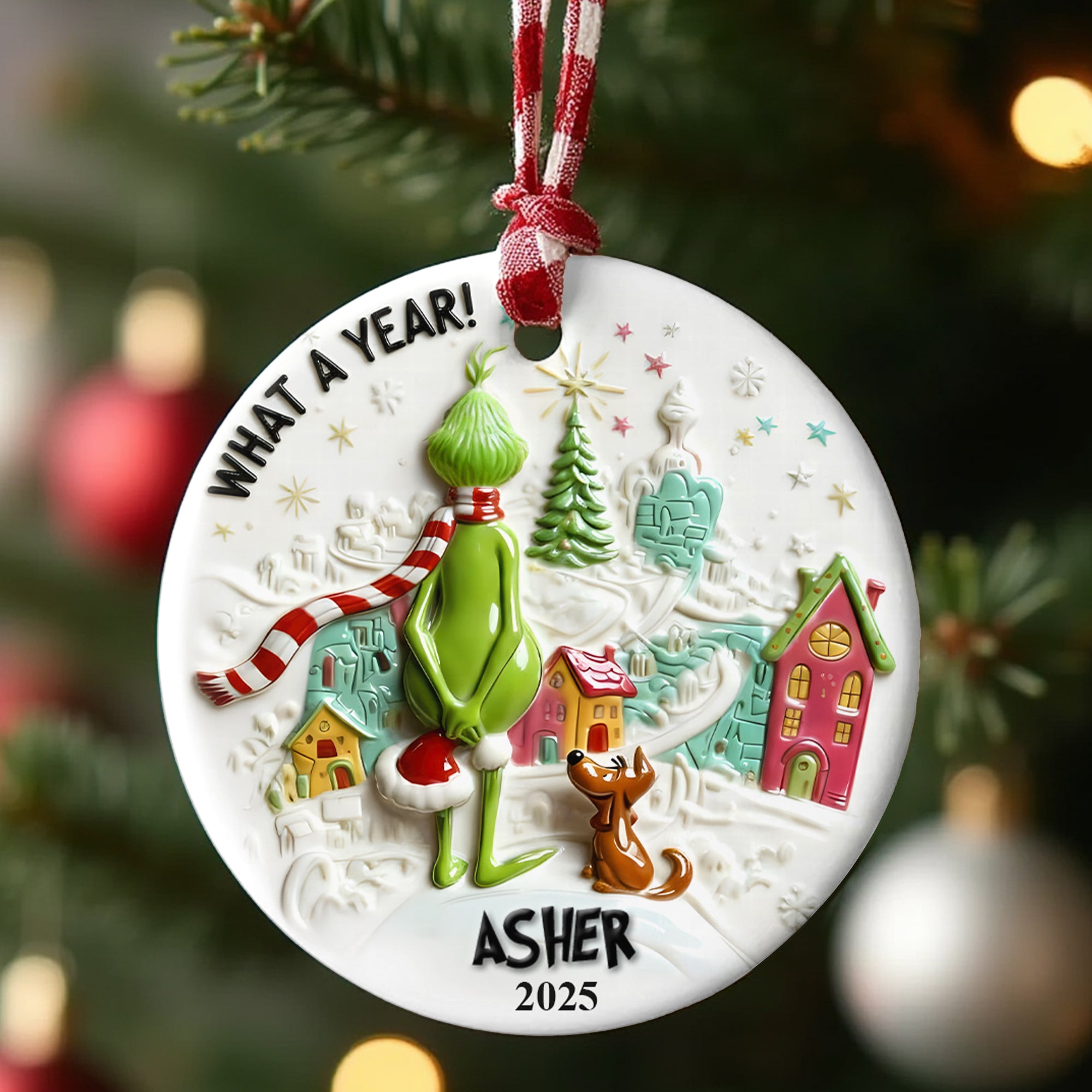 A Year To Look Back Round Ceramic Ornament - Personalized Christmas Gifts For Family & Friends 01qhqn121125