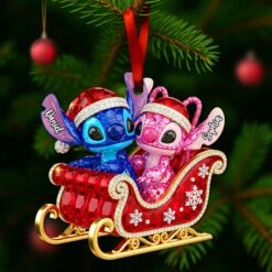 Alien Couple Sleigh Christmas Ornament - Personalized Christmas Gifts For Couple 03PGLU160825