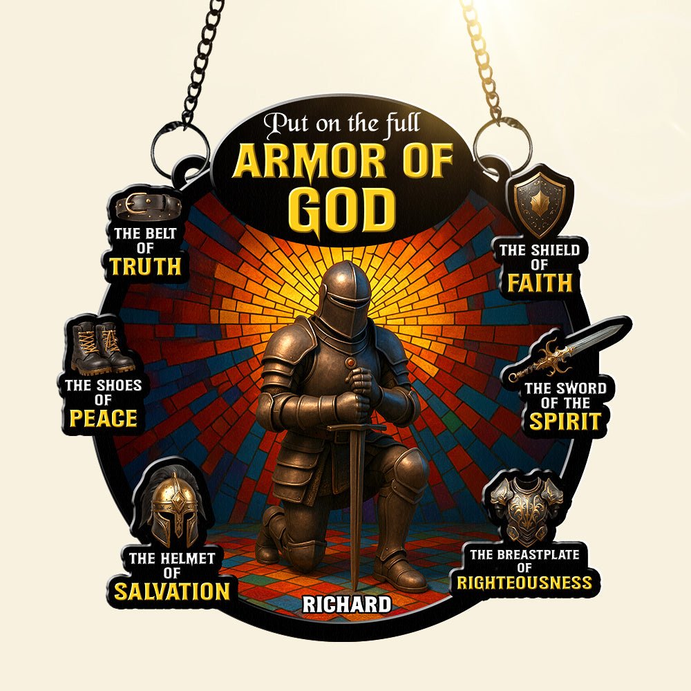 Alternative view of Armor Of God Suncatcher Ornament - Personalized Gifts For Christian 04toqn210725