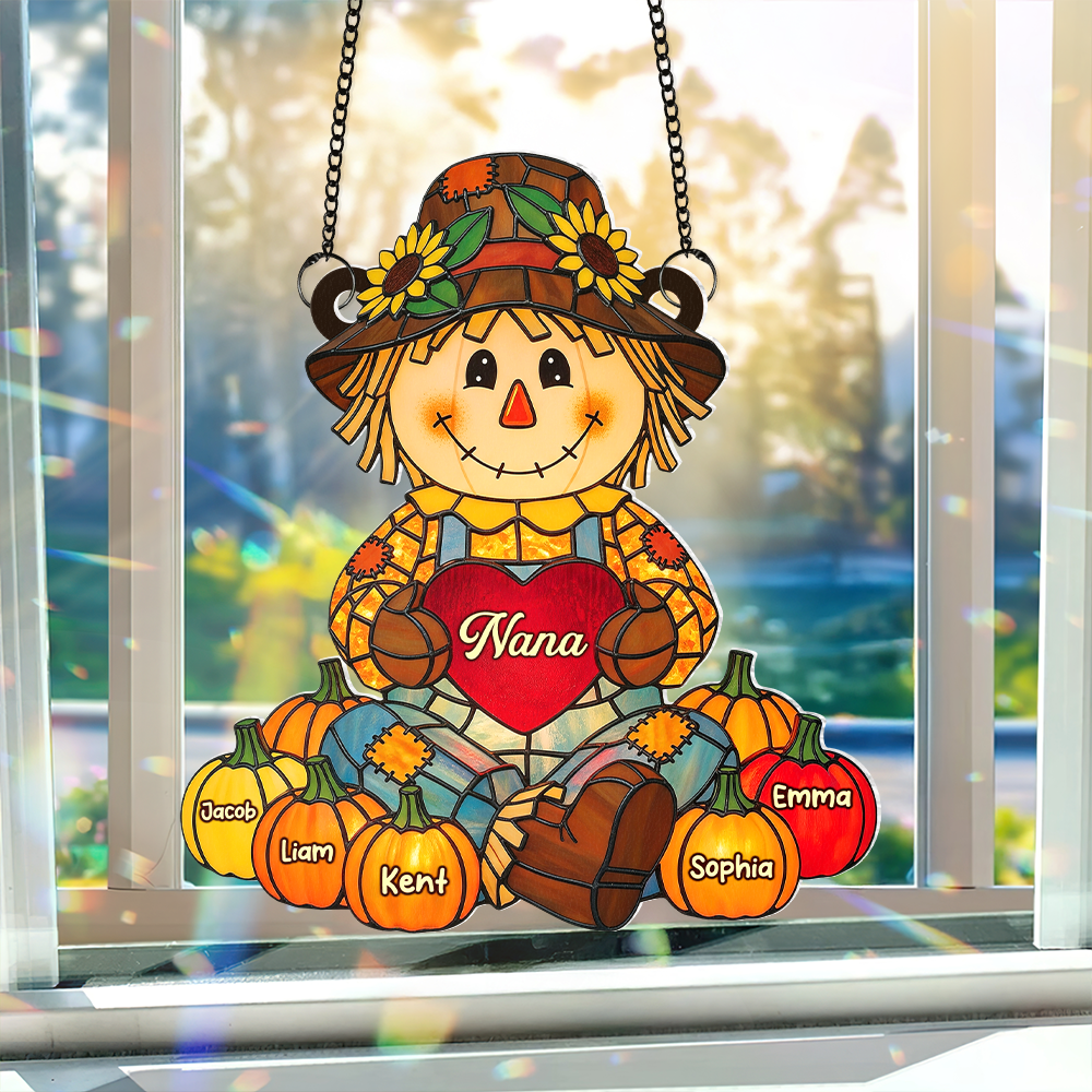 Autumn Scarecrow Grandma Suncatcher  - Personalized Gifts For Grandma 06NAPU150725