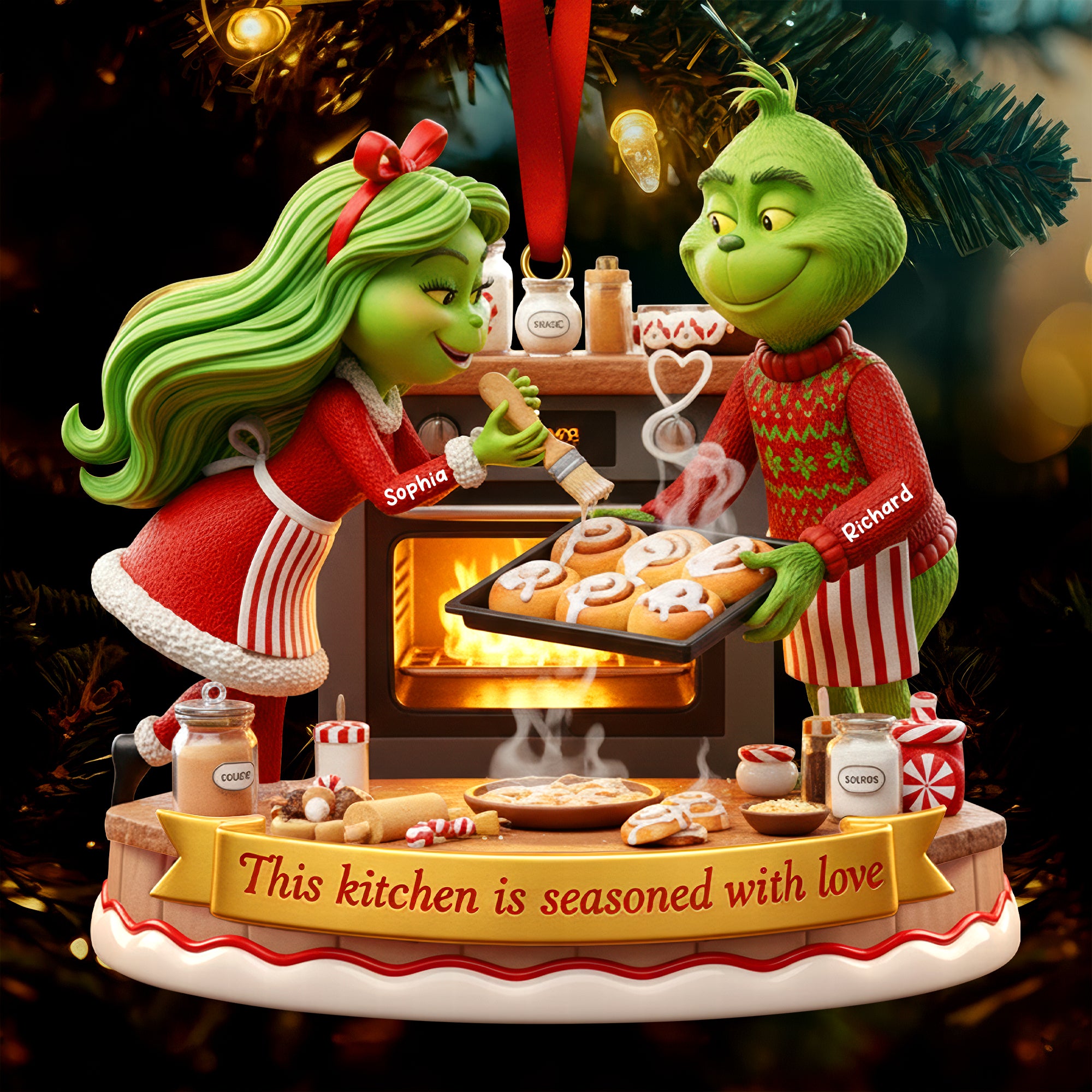 Alternative view of Baking Couple Christmas Ornament – Personalized Gifts For Couple 01paqn241025