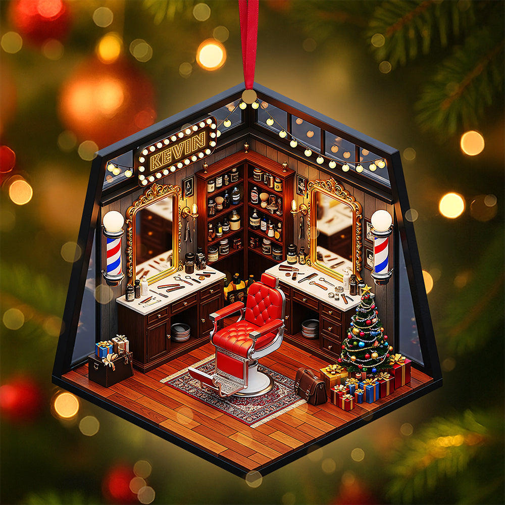 Barber Shop Miniature Ornament - Personalized Gifts For Barbers 04pgta120825