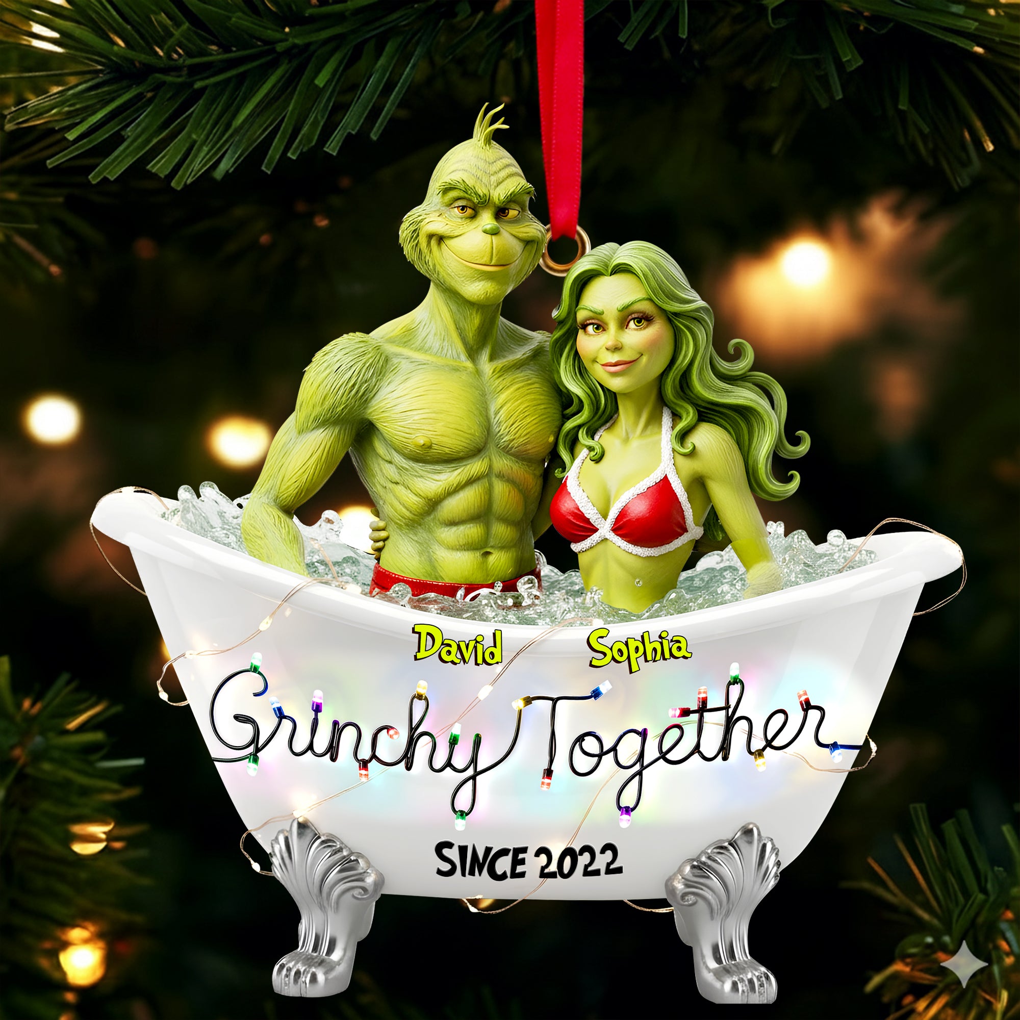 Bathtub Couple Together Ornament - Personalized Gift For Couples 02TOLU231025