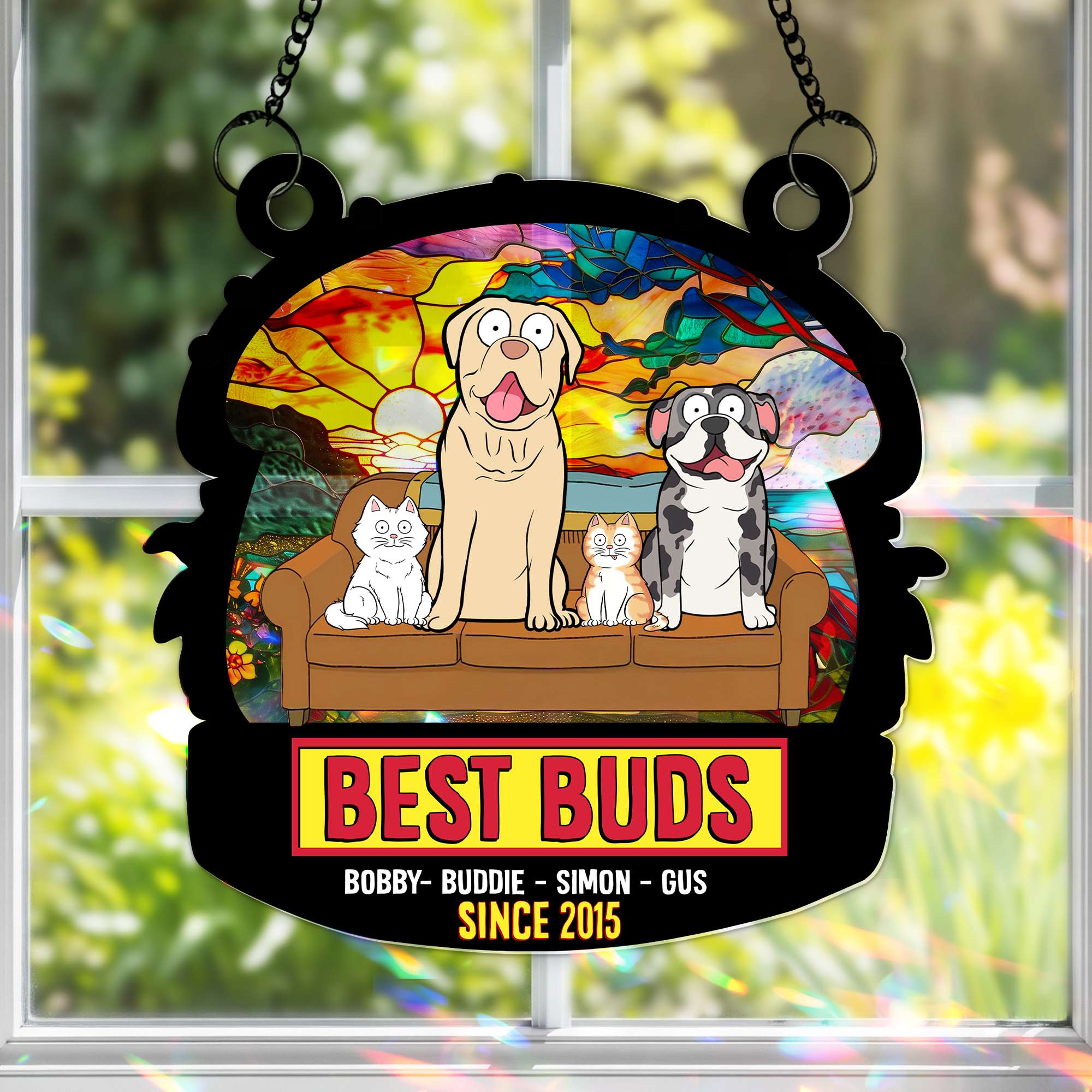 Alternative view of Best Buds Suncatcher Ornament – Personalized Christmas Gift For Pet Lovers 02OHLU250725