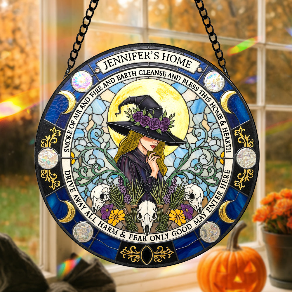 Blessings Witch House Stained Glass Suncatcher, Personalized Gifts For Witch Lovers 01qhtn080825