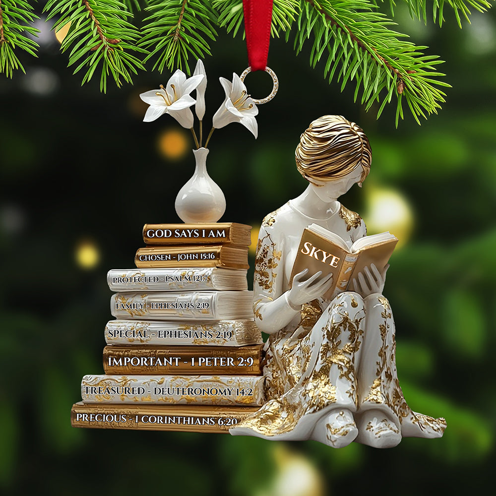 Alternative view of Book Girl Acrylic Ornament - Personalized Gifts For Book Lovers 01tgta101125