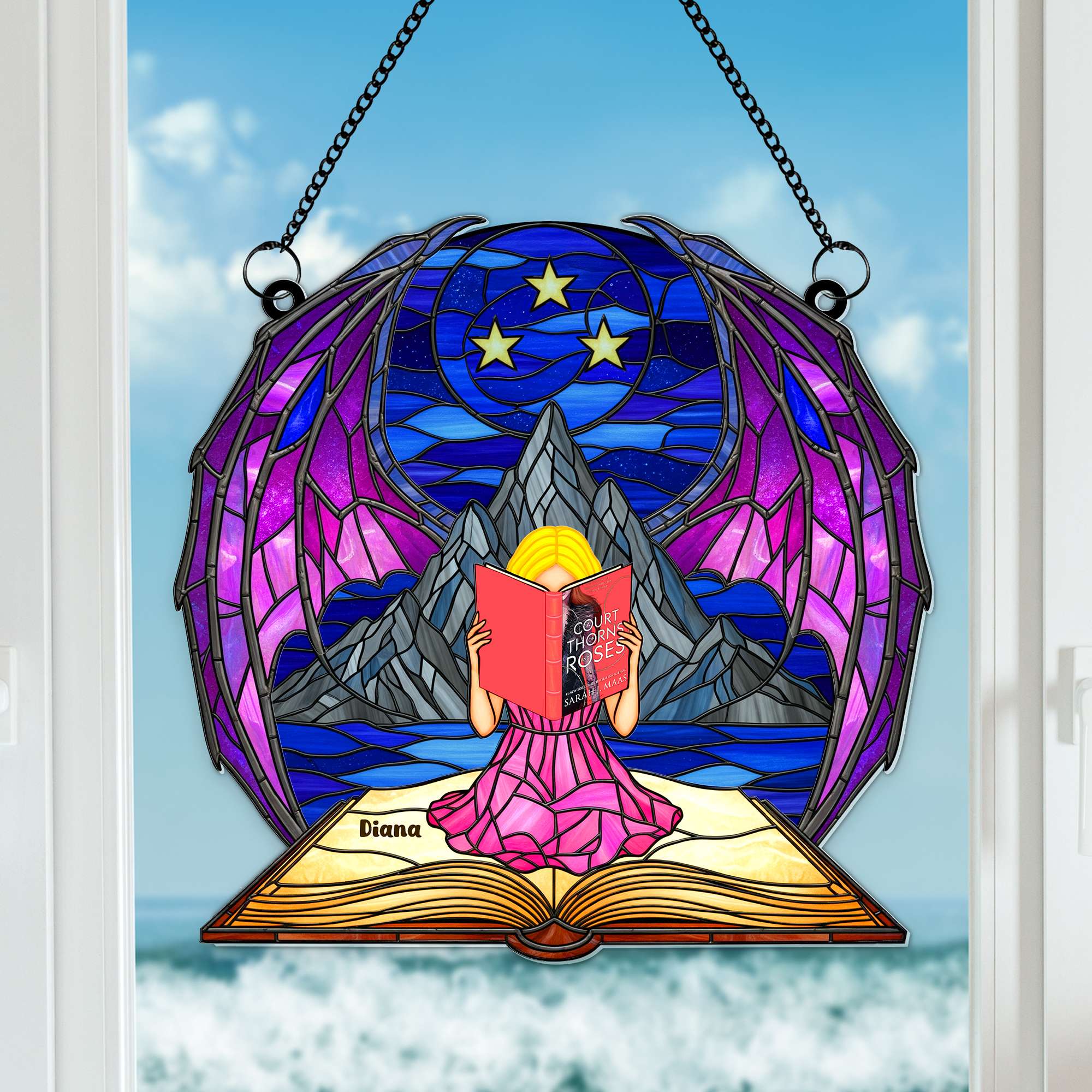 Alternative view of Book Girl Suncatcher Ornament Personalized Gifts for Book Lovers 03NALU250625