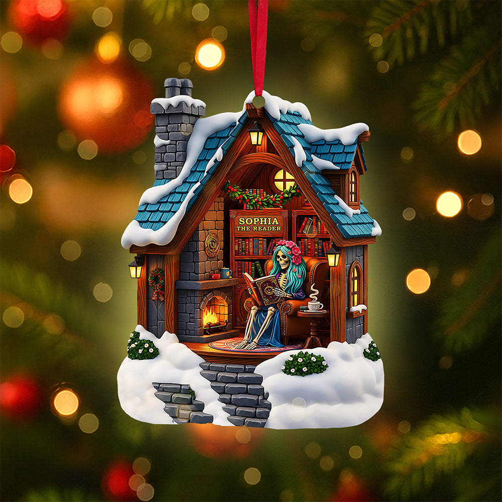 Book Lover Skull Ornament - Personalized Gifts For Book Lovers 03tota110825