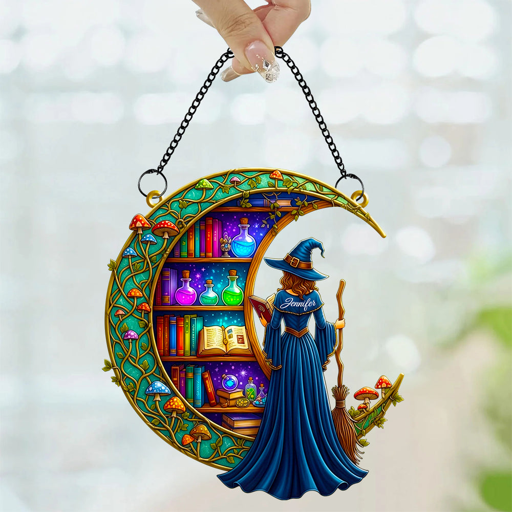 Alternative view of Bookshelf Moonlight Suncatcher Ornament Personalized Gifts for Book Lovers 01TODT010825