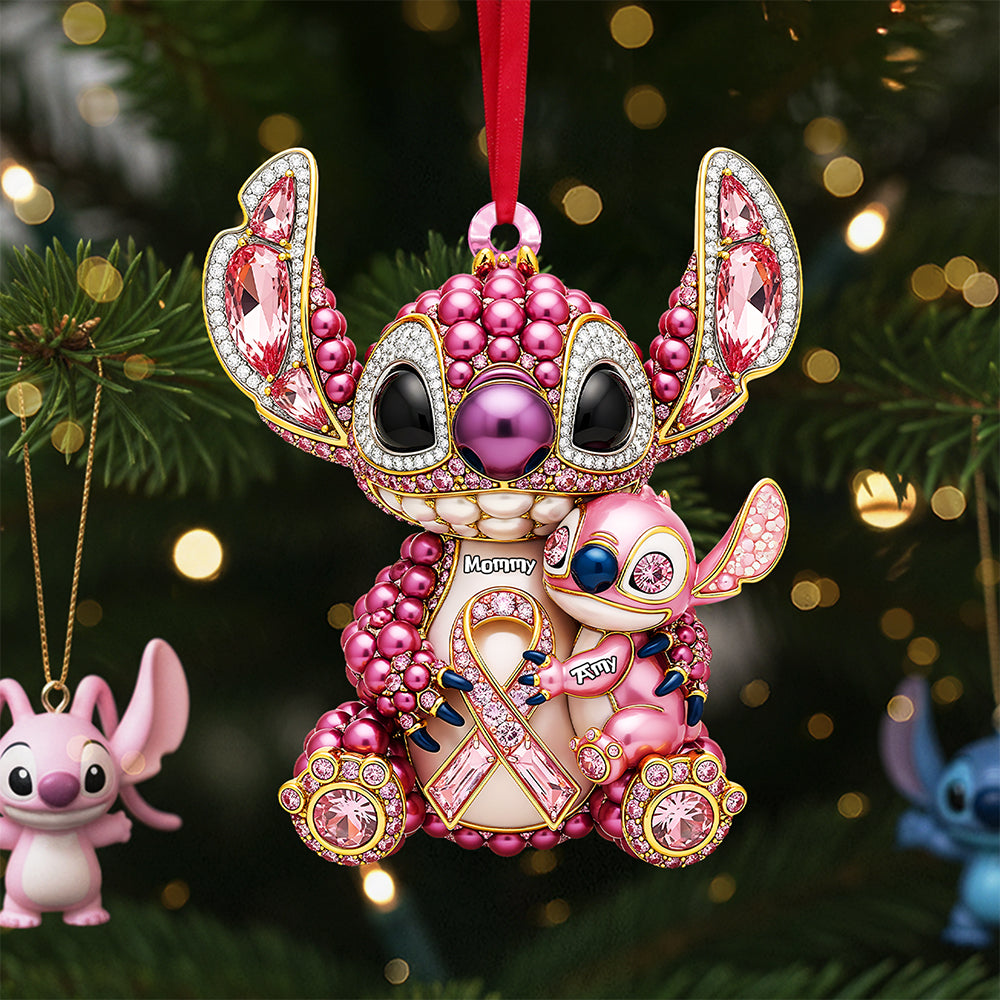 Alternative view of Breast Cancer Mom Ornament - Personalized Gifts For Mom 05nata060925