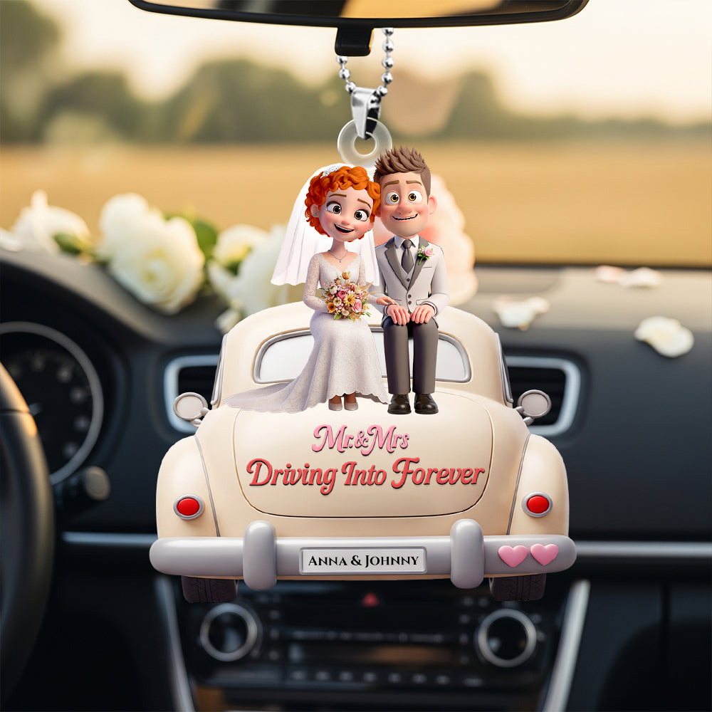 Alternative view of Bride & Groom Car Ornament Personalized Gifts For Couple 04PGDT140725PA