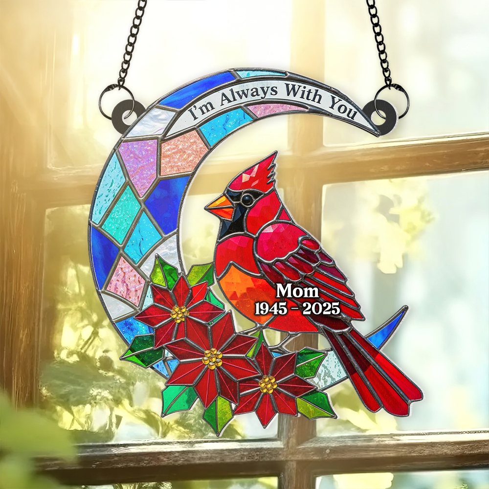 Cardinal Bird Acrylic Window Suncatcher Ornament - Personalized Remembrance Gifts 03napu120625