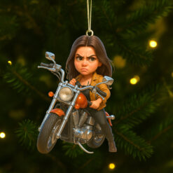 Alternative view of Caricature Art Custom Photo Gifts For Bikers Christmas Acrylic Ornament 03ohtn180825