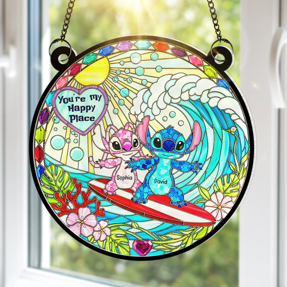 Cartoon Couple Window Hanging Suncatcher Ornament - Personalized Gifts For Couple 03naqn100625