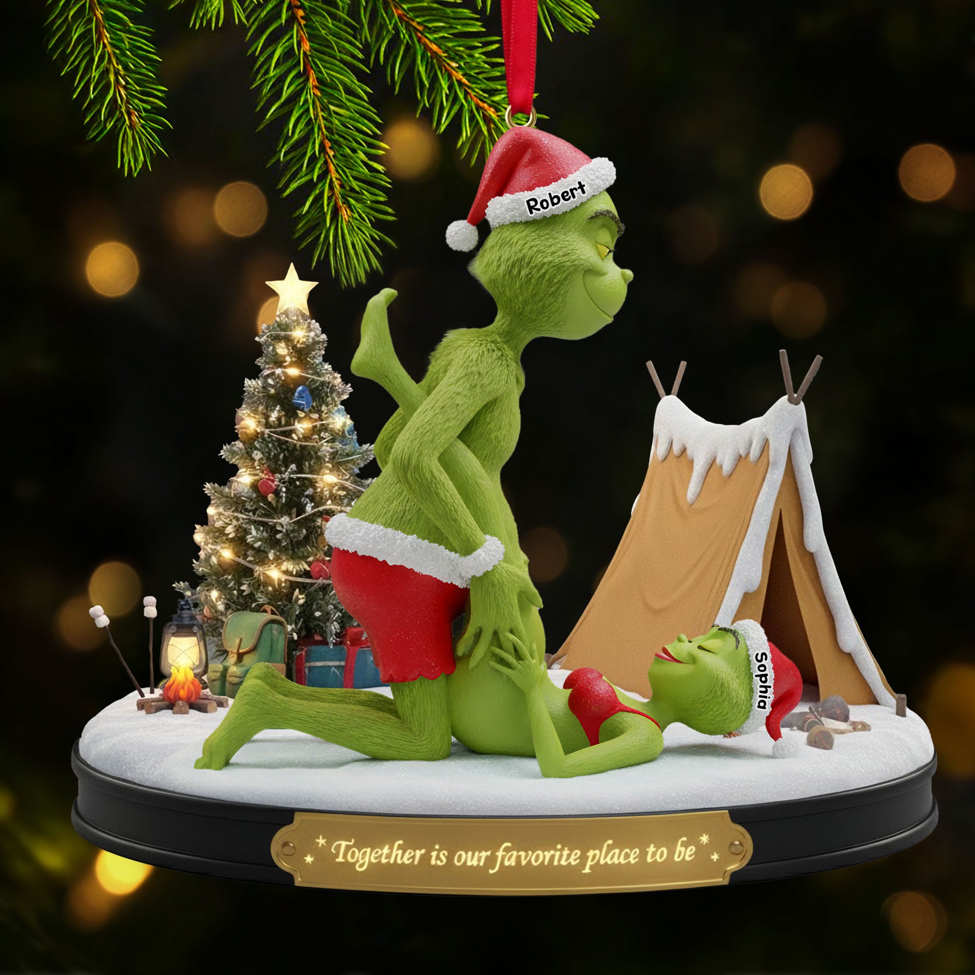 Alternative view of Cheeky Green Couple Ornament - Personalized Gifts For Couple 03ohti091025