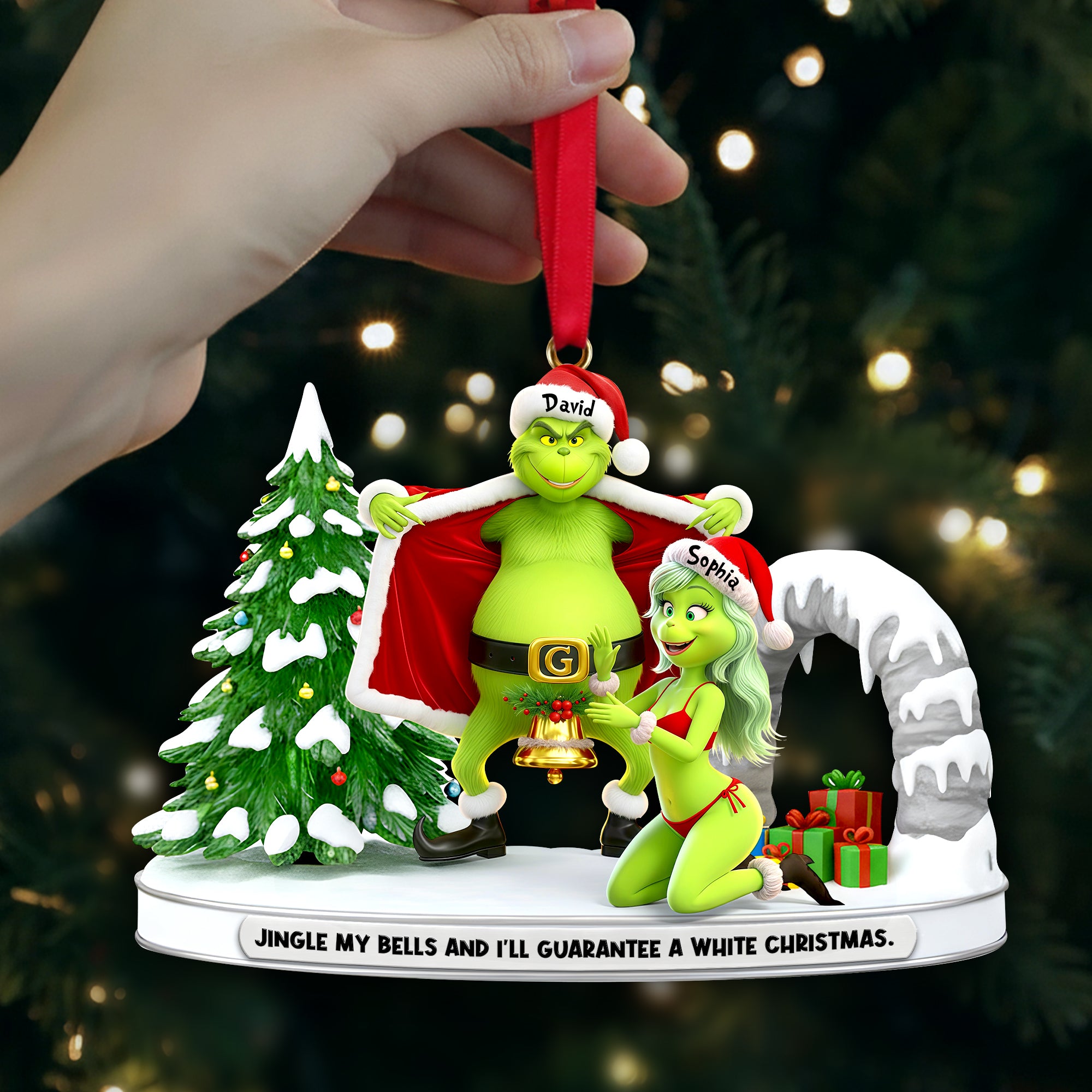Cheeky Green Couple Ornament - Personalized Gifts For Couples 02OHLU101125