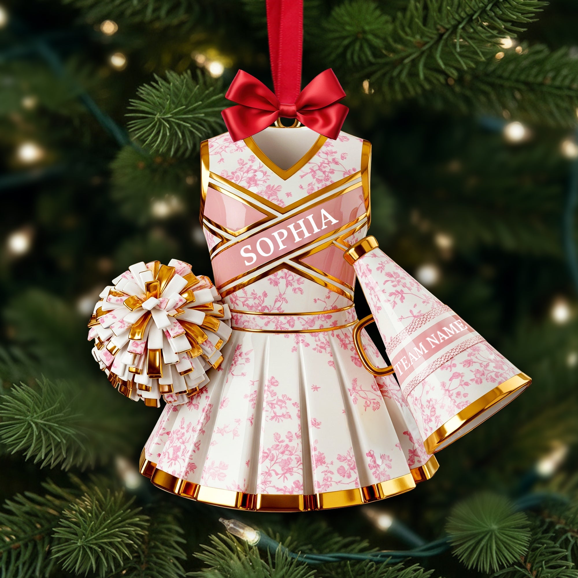 Cheerleading Toile de Jouy Ornament  Personalized Gifts For Cheerleader Christmas Ornament 05PGLU281025