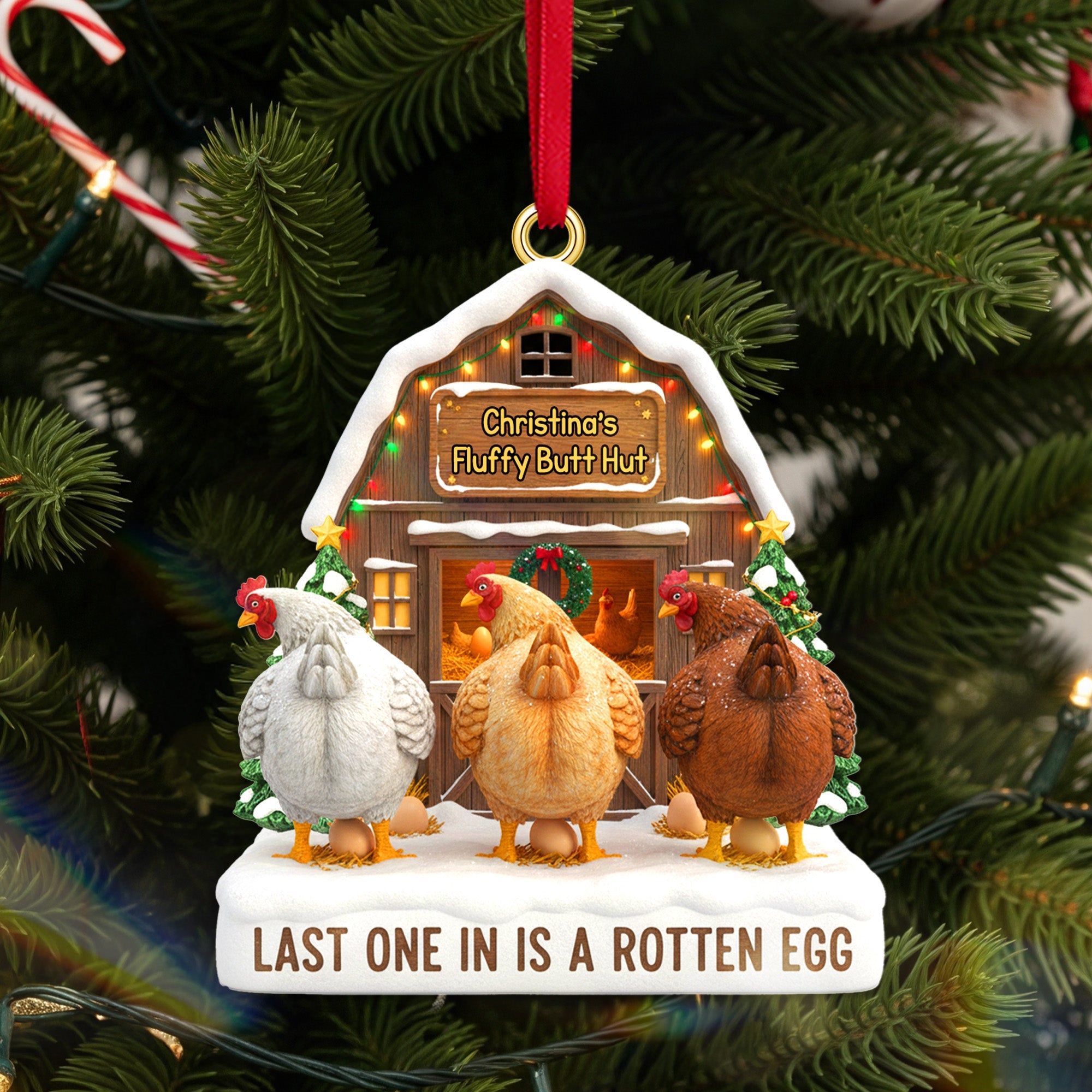 Alternative view of Chicken Farm Acrylic Ornament - Personalized Gift For Farmer Christmas Ornament 02NAMG170925