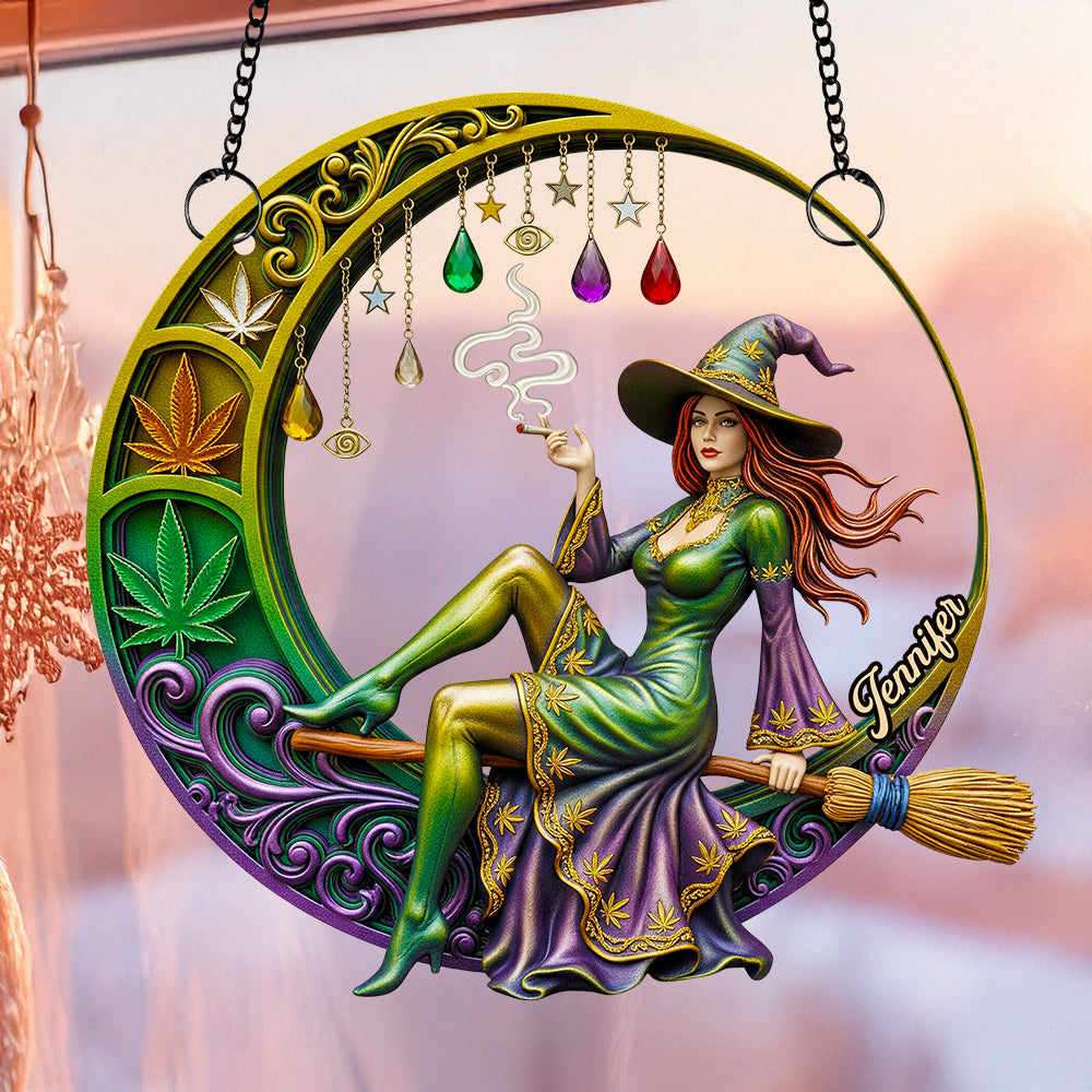 Alternative view of Chill Broom Girl Suncatcher Ornament Personalized Gifts for Fantasy Lovers 03NADT230725