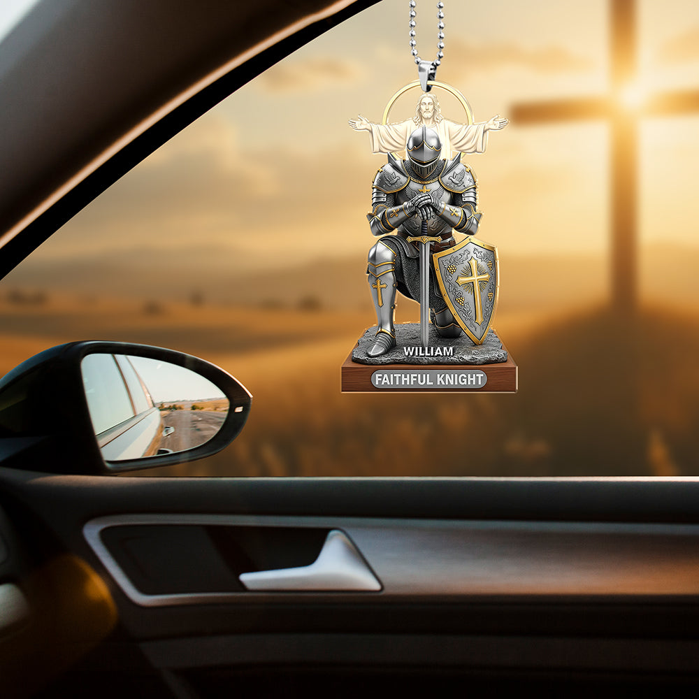 Christian Faithful Knight Car Ornament – Personalized Christmas Gifts for Christian 05huqn290725