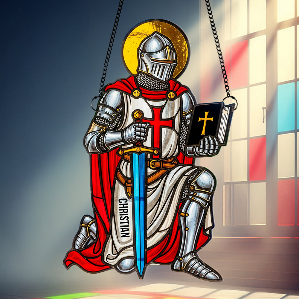 Alternative view of Christian Knight Suncatcher Ornament Personalized Gifts For Christian 03HUDT140725