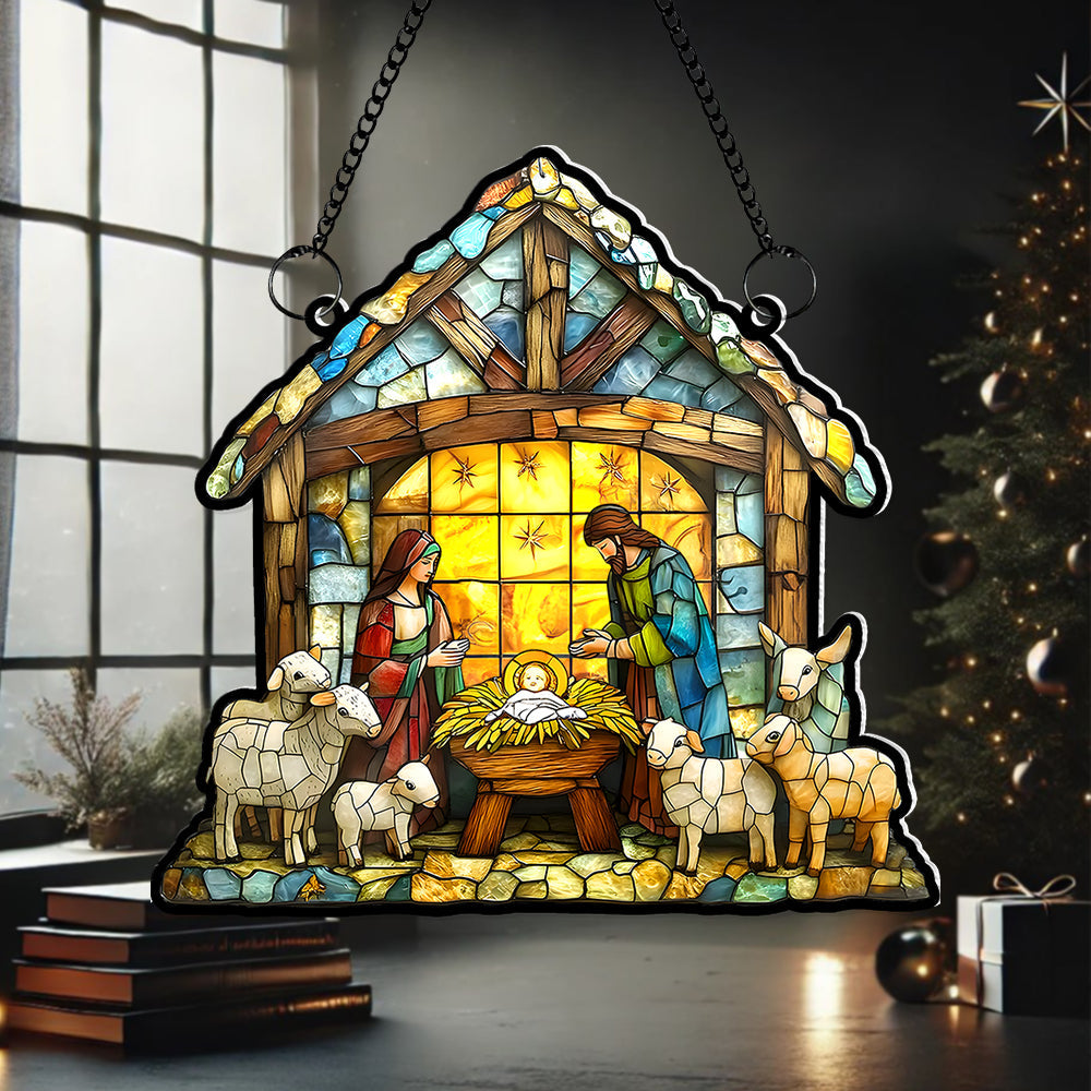 Alternative view of Christmas Gifts Nativity Scene Suncatcher Ornament 01KALU181124