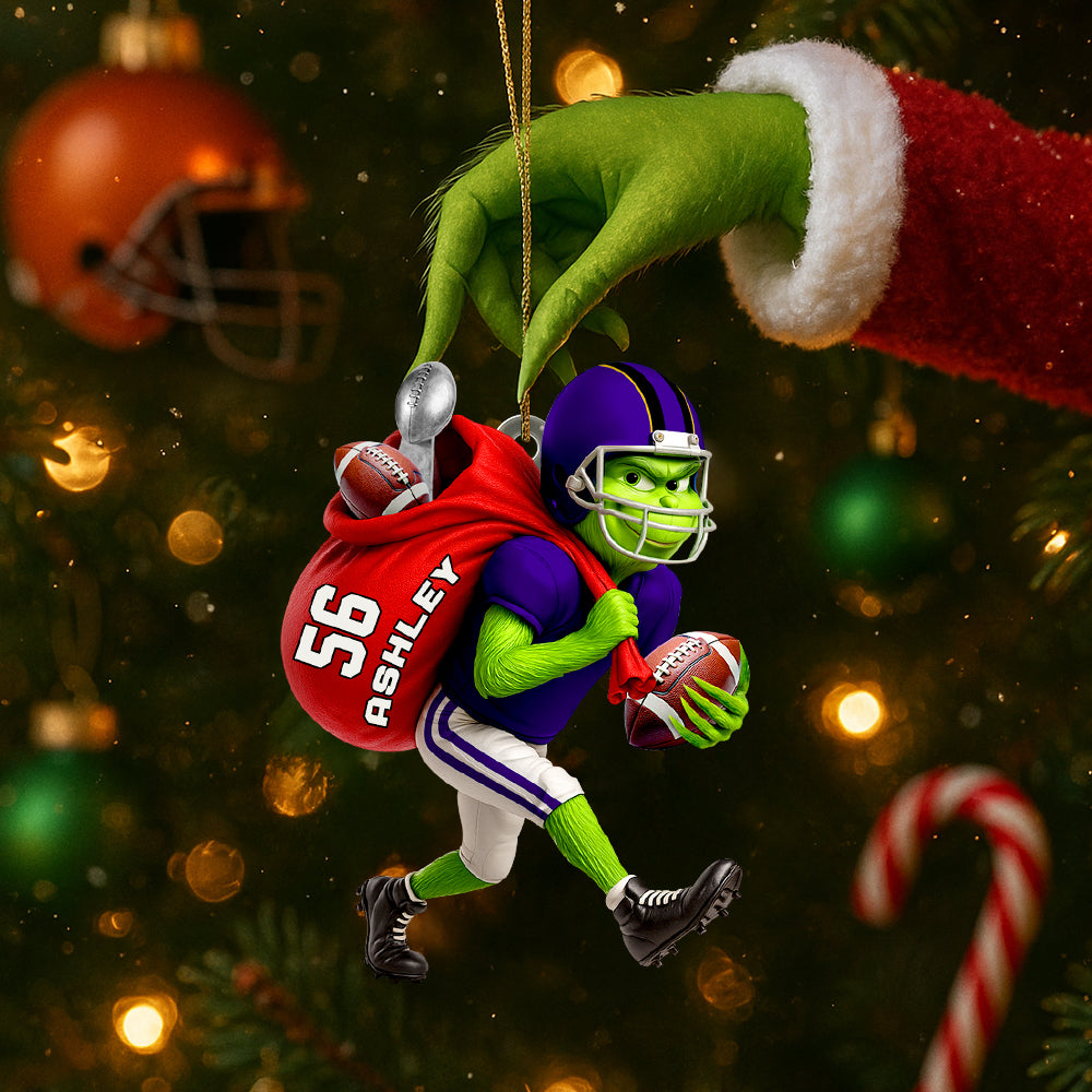 Alternative view of Christmas Green Thief - Custom Team Logo Gifts - Football Lover Ornament