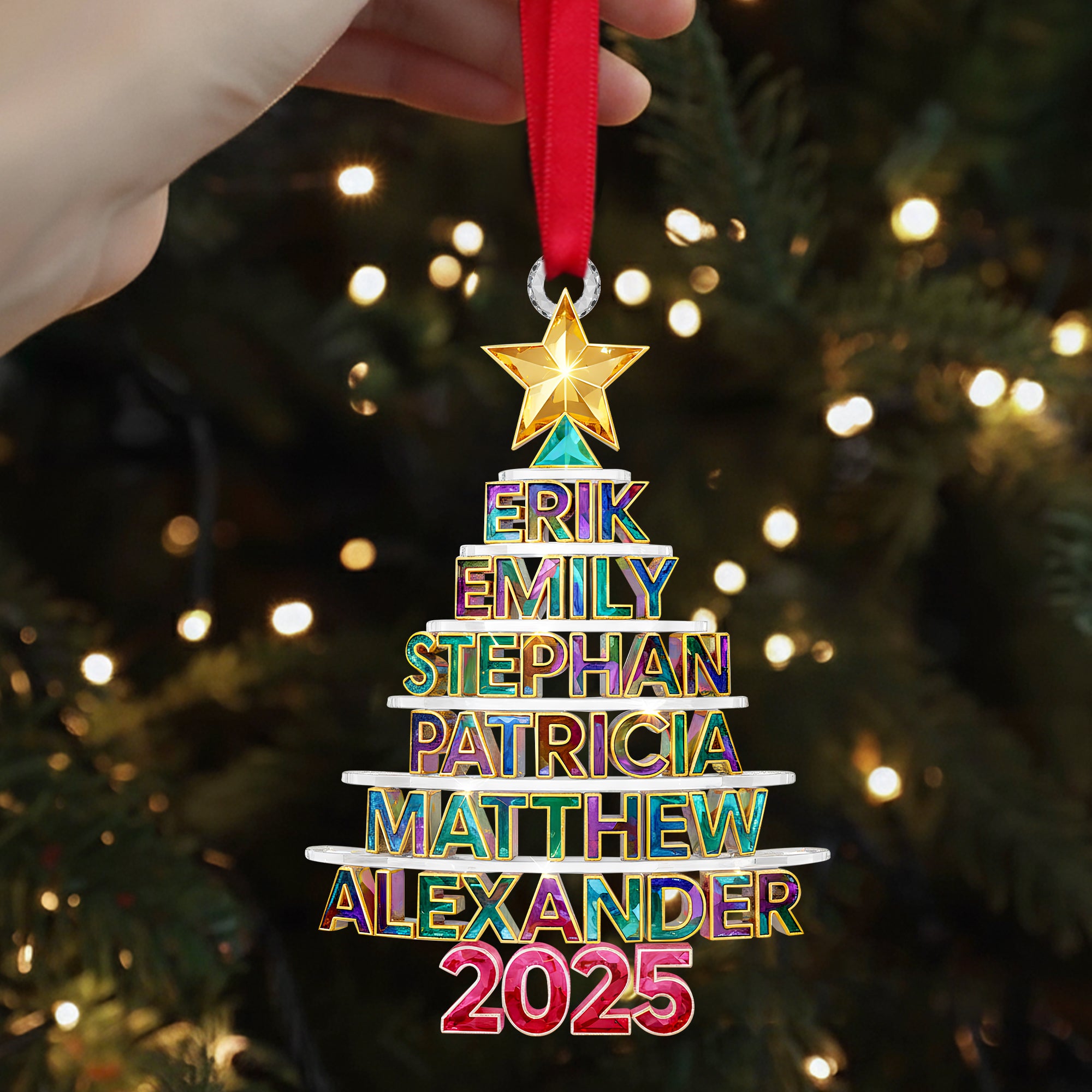 Alternative view of Christmas Tree Family Name Ornament Personalized Gifts For Family 03NALU161025