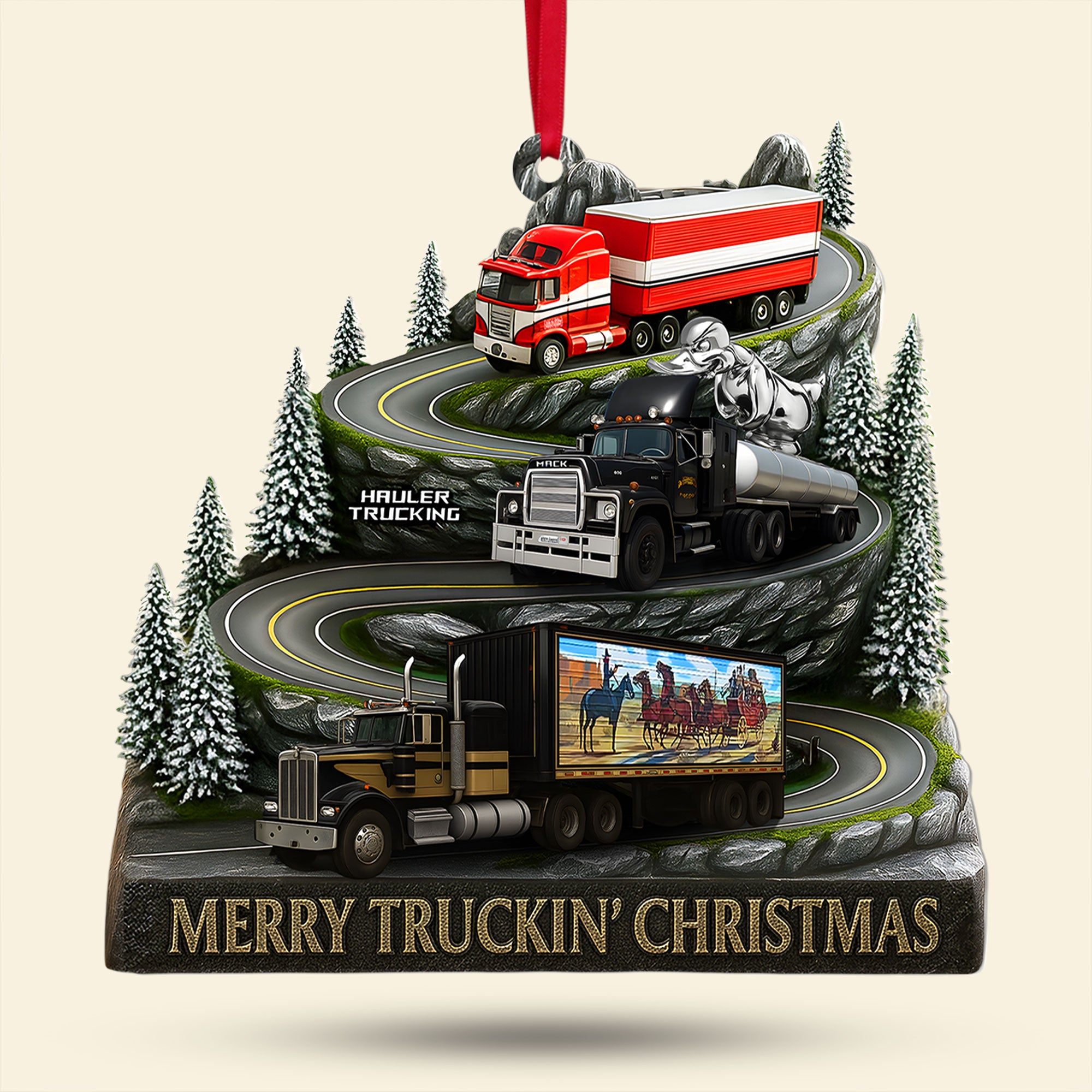 Alternative view of Classic Trucks Christmas Ornament, Personalized Gifts For Truckers 02qhti150925