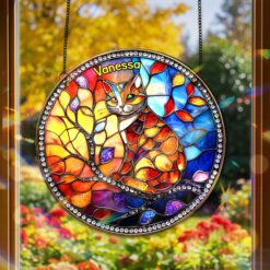 Colorful Cat Stained Glass - Personalized Gifts For Cat Lovers 02humg150825