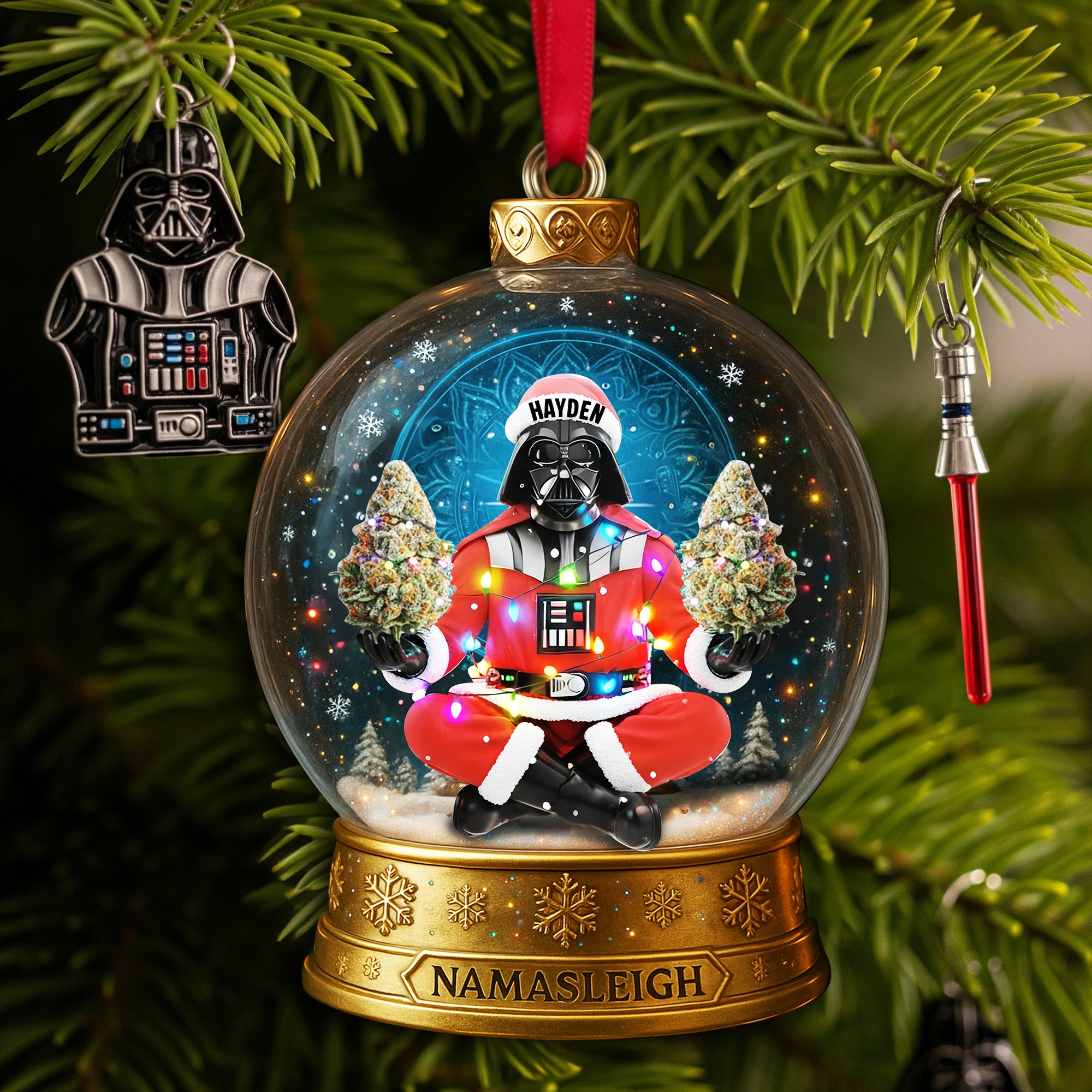 Alternative view of Cosmic Festive Santa Ornament - Personalized Christmas Gift For Stoners 02TOLU290825