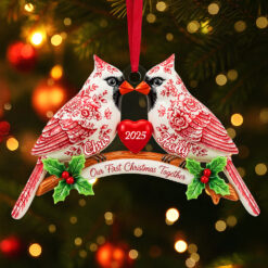 Alternative view of Couple Cardinal Toile de Jouy Ornament - Personalized Gifts For Couple 02pgta060925