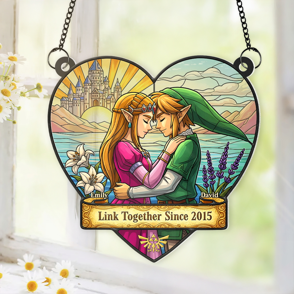 Alternative view of Couple Link Window Hanging Suncatcher Ornament - Personalized Gifts For Couple 02napu110625