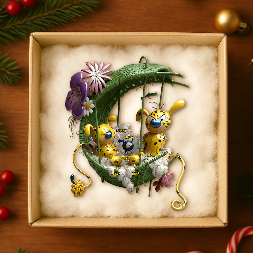 Alternative view of Cozy Spotted Yellow Monkey Family Hanging Nest Ornament, Personalized Gifts For Family 01qhtn061025