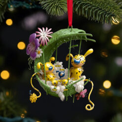 Cozy Spotted Yellow Monkey Family Hanging Nest Ornament, Personalized Gifts For Family 01qhtn061025