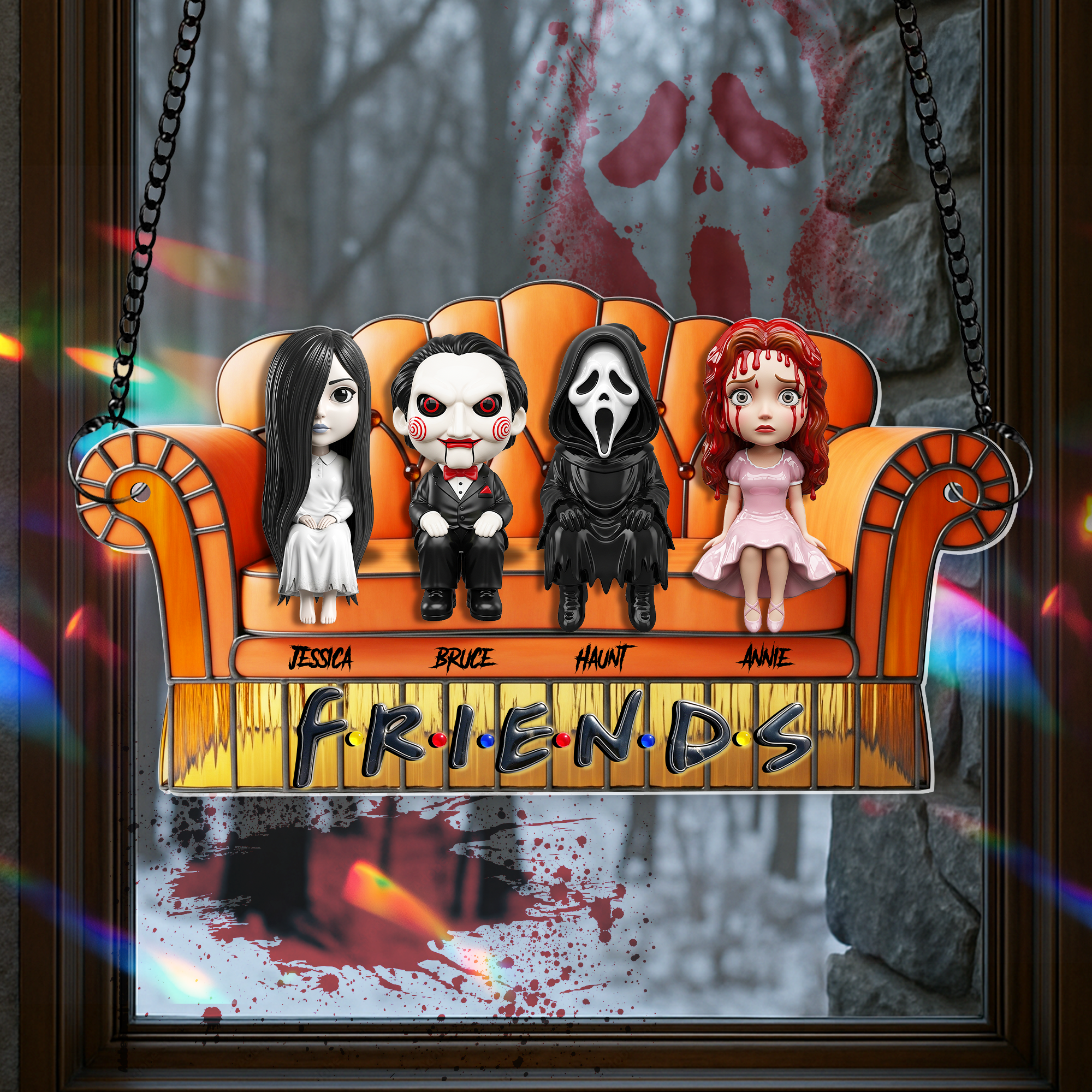 Alternative view of Creepy Crew Chilling Together Suncatcher - Personalized Gift For Friends 03OHLU120825