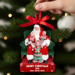 Alternative view of Crying on Santa’s Lap Ornament Custom Photo Christmas Gifts 02DTDT130925