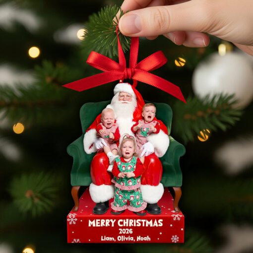 Crying on Santa’s Lap Ornament Custom Photo Christmas Gifts 02DTDT130925 - Image 2