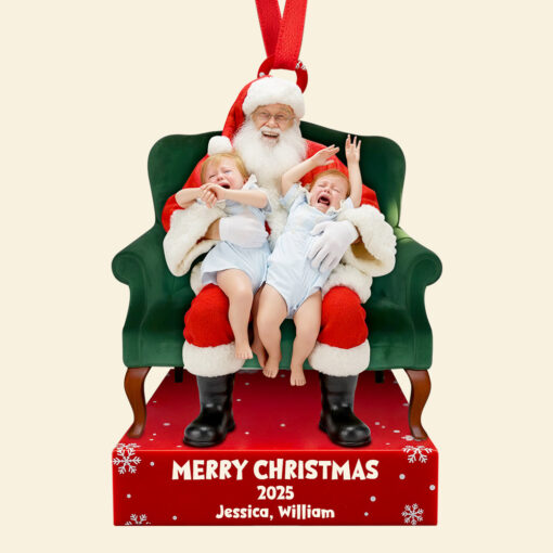 Crying on Santa’s Lap Ornament Custom Photo Christmas Gifts 02DTDT130925 - Image 3