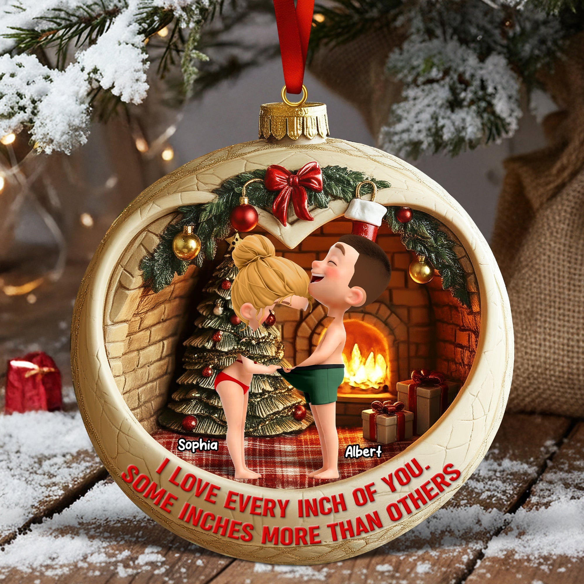 Alternative view of Curious Couple Acrylic Ornament - Personalized Gifts For Couple 04qhqn041125