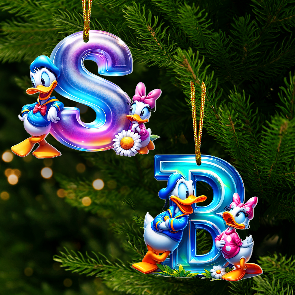 Alternative view of Custom Alphabet Letter Christmas Gifts For Couple Acrylic ornament 01XQPU251024