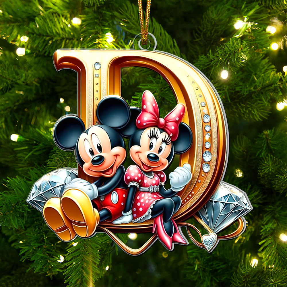 Alternative view of Custom Alphabet Letter Christmas Gifts For Couple Acrylic ornament 03XQQN251024