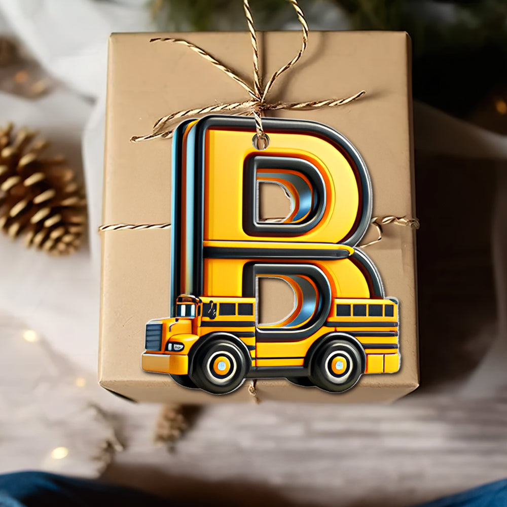 Alternative view of Custom Alphabet Letter Gifts For Bus Lover Christmas Ornament 011xqtn241024
