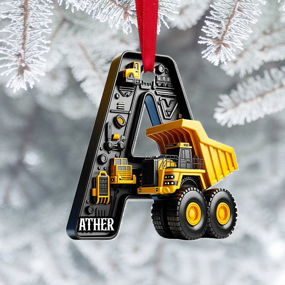 Alternative view of Custom Alphabet Letter Gifts For Construction Truck Lovers Christmas Ornament 03xqtn241024