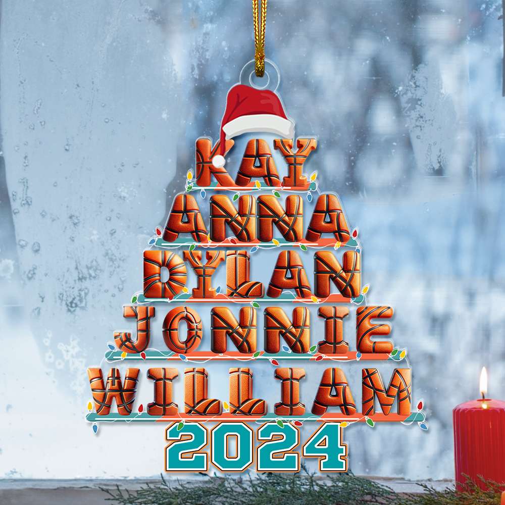 Alternative view of Custom Alphabet Letter Gifts For Family Love Basketball, Christmas Acrylic Ornament 02XQLU221024