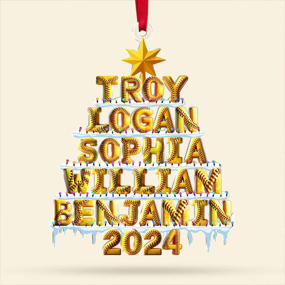 Alternative view of Custom Alphabet Letter Gifts For Softball Lover Christmas Ornament 02xqti221024
