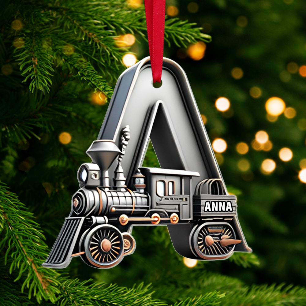 Alternative view of Custom Alphabet Letter Gifts For Train Lovers Christmas Ornament 05xqtn231024
