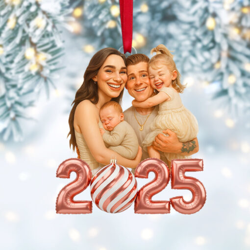 Custom Caricature Photo Personalized Gifts For Family Christmas Ornament 03pgtn130825 - Image 2