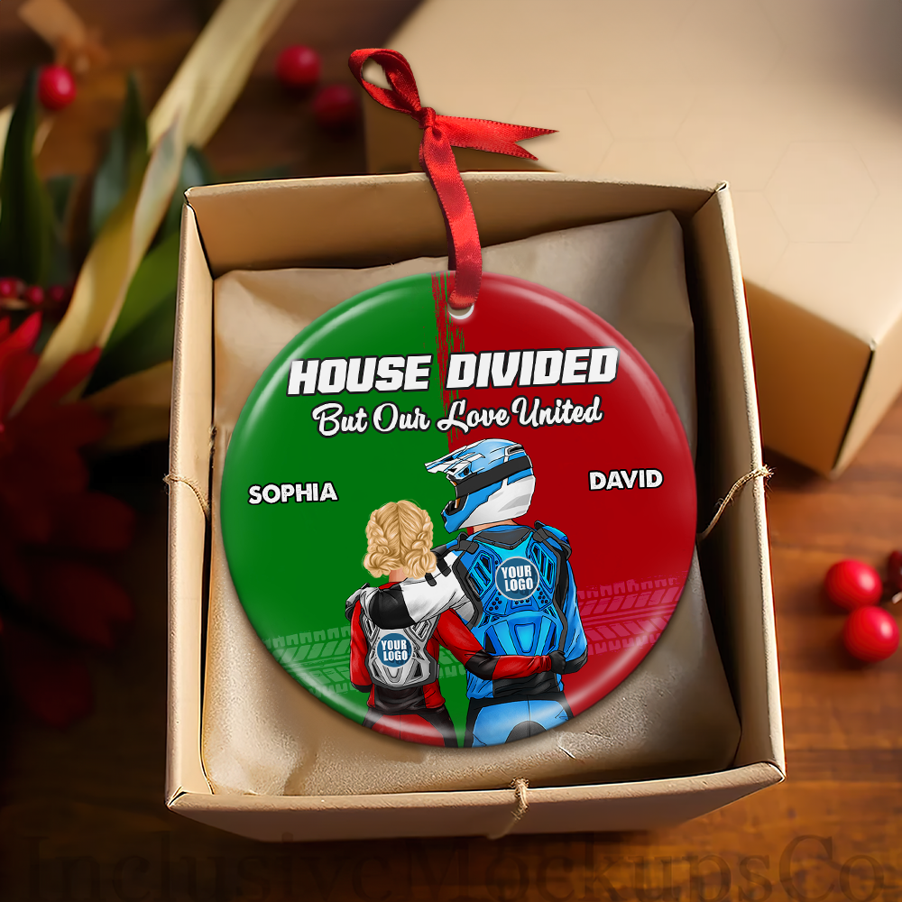 Alternative view of Custom Logo Gifts For Motocross Couple Christmas Ornament 03huhu141024hh