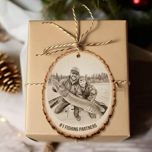 Custom Photo Engraved Effect Wood Ornament, Personalized Gifts For Fishing Lovers 04qhti071025 - Image 3